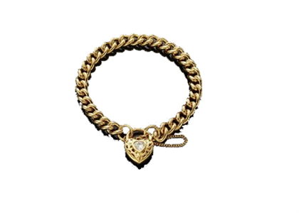 Gold Plated Mens Heart Charm Bracelet